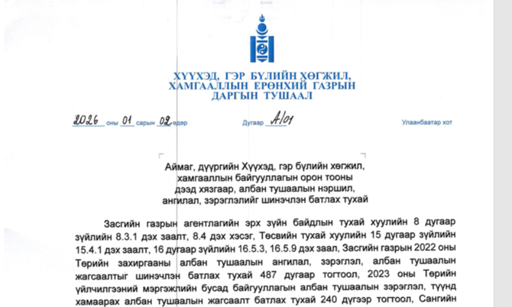 БАЙГУУЛЛАГЫН БҮТЭЦ, ОРОН ТОО